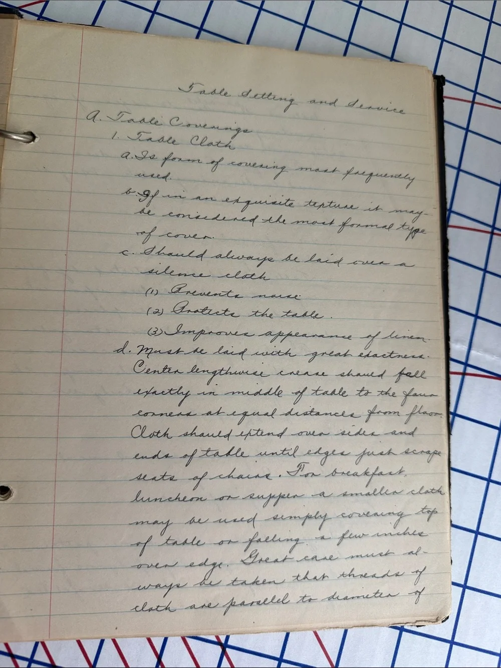 1934 Home Economics Notebook Table Setting & Service Domestic Science Etiquette
